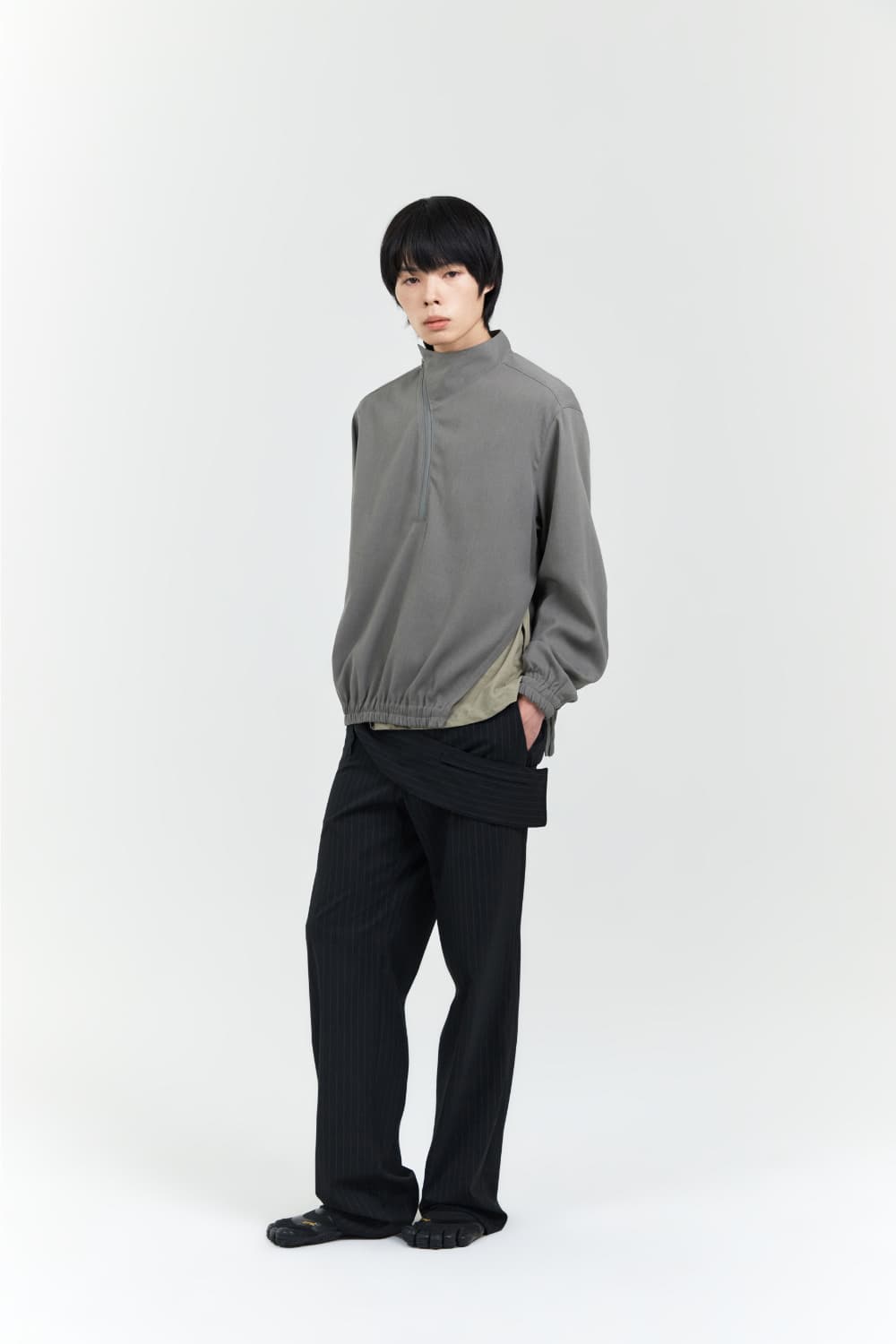 BELTED POCKET TROUSER BLACK (STRIPE) 상품이미지2
