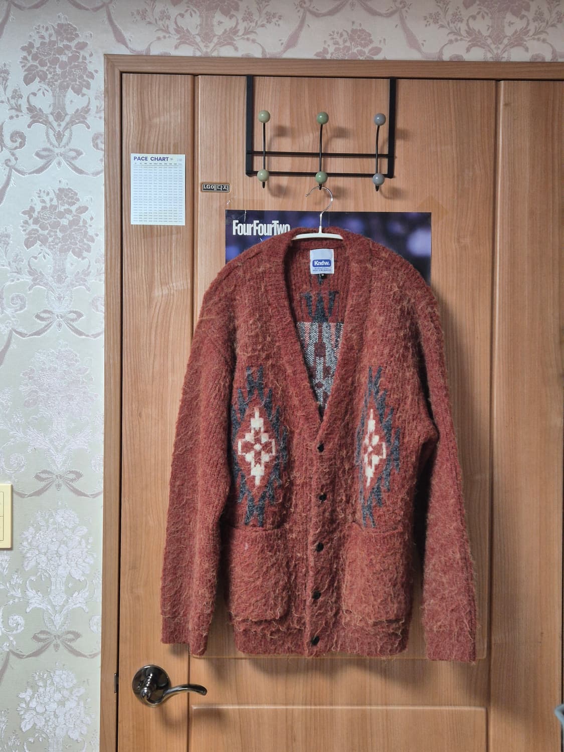 케이엔드 치마요 (나바호) 패턴 브러쉬 가디건 M 브릭 상품이미지1