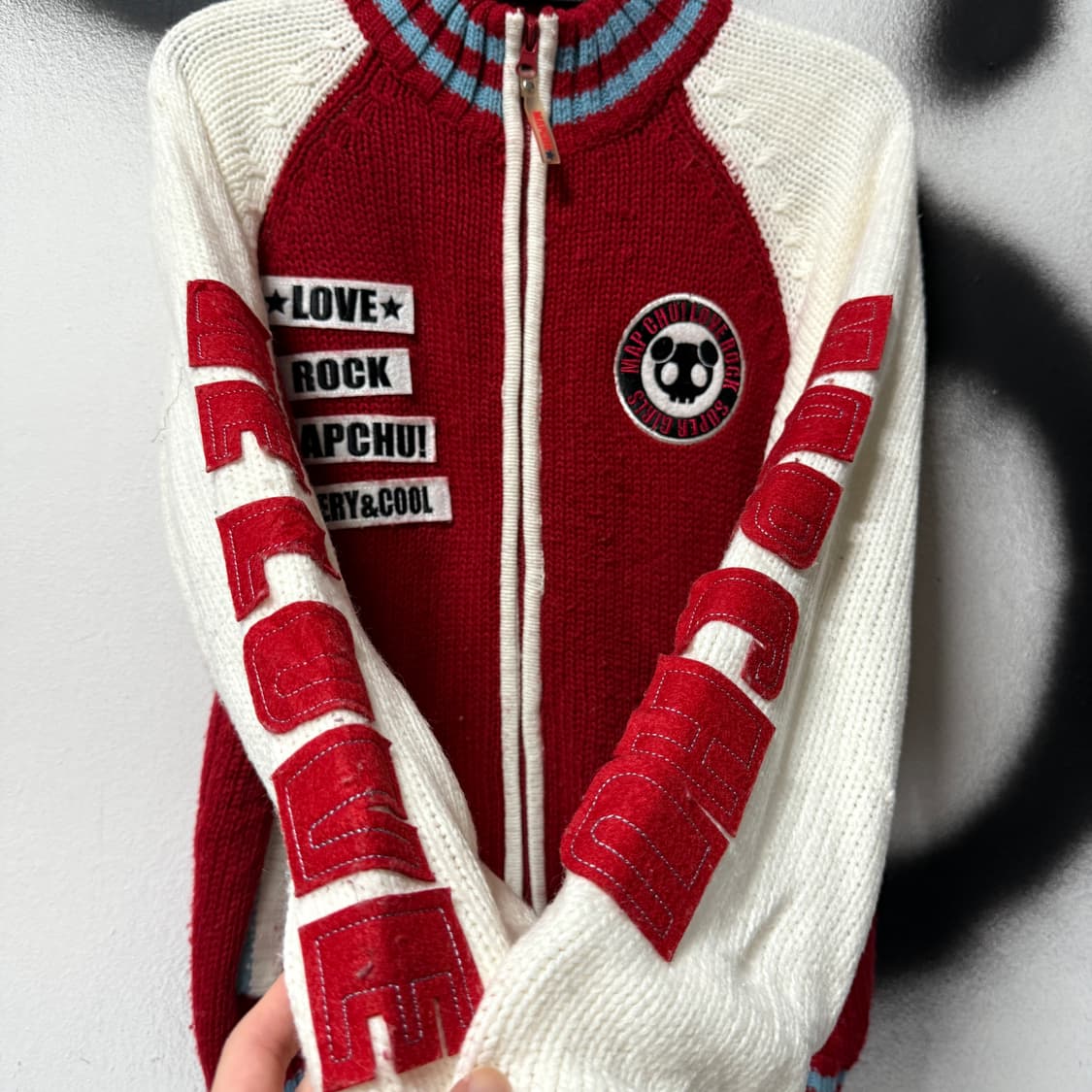 VTG 빈티지 올드스쿨 멀티 패치 니트 집업 상품이미지5