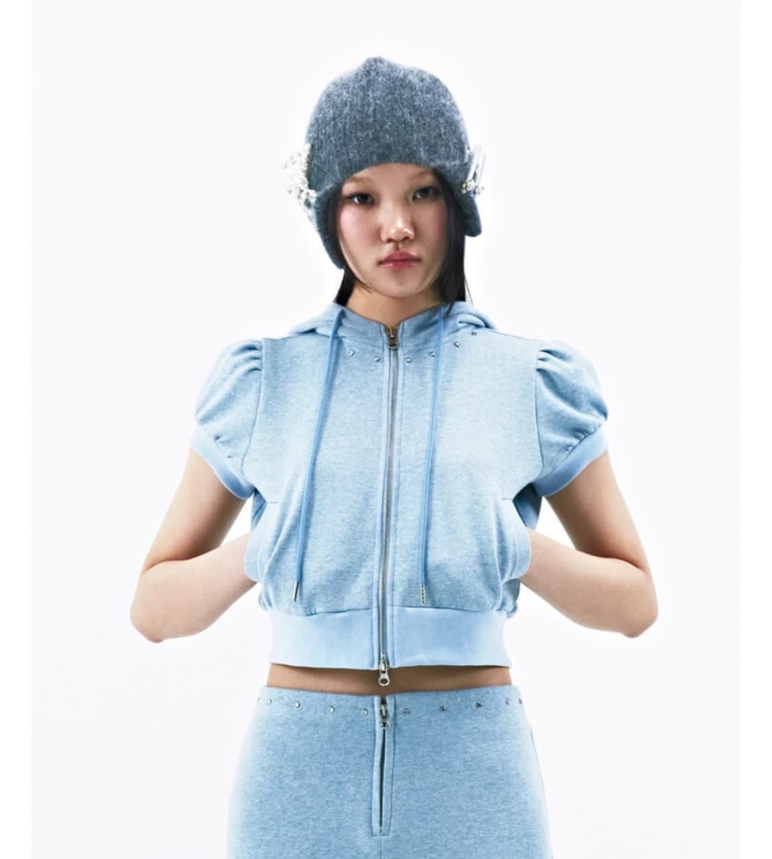 Puree 퓨레 Fairy hoodie Metal blue 상품이미지1