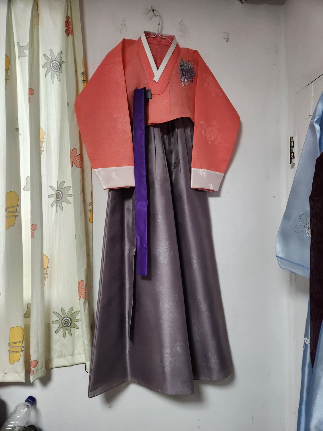 주황색/회색 여자 한복 66~77 상품이미지1