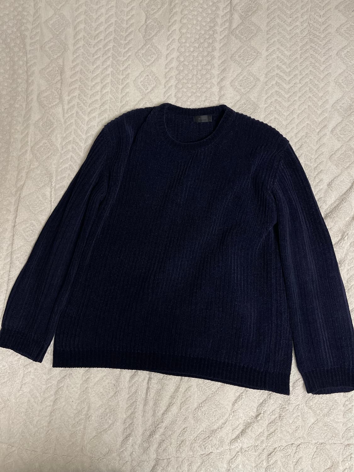 모마디자인 벨벳 (벨루어) 골지 니트 스웨터 네이비 50(105) 상품이미지4