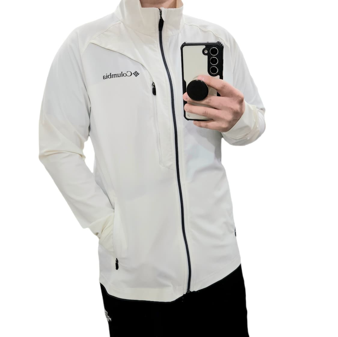 L 100 컬럼비아 화이트 경량 스판 바람막이 상품이미지1