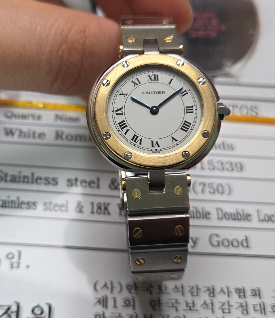 까르띠에 산토스 화이트로만 18k콤비 쿼츠 여성용 브레이슬릿 ver. ( 상품이미지1