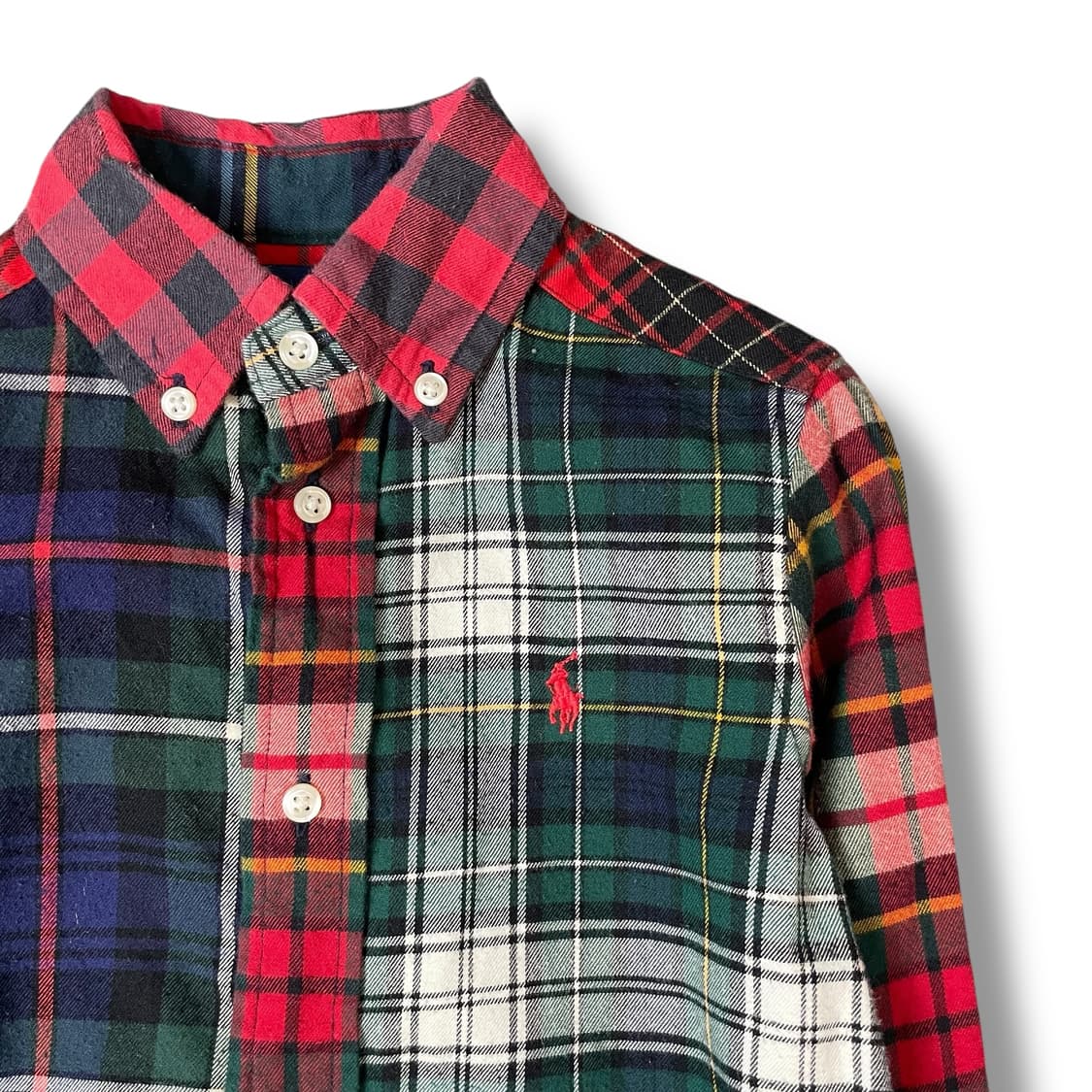 폴로랄프로렌 키즈 레드 그린 네이비 멀티 체크 패턴 긴팔 셔츠 2T 상품이미지3