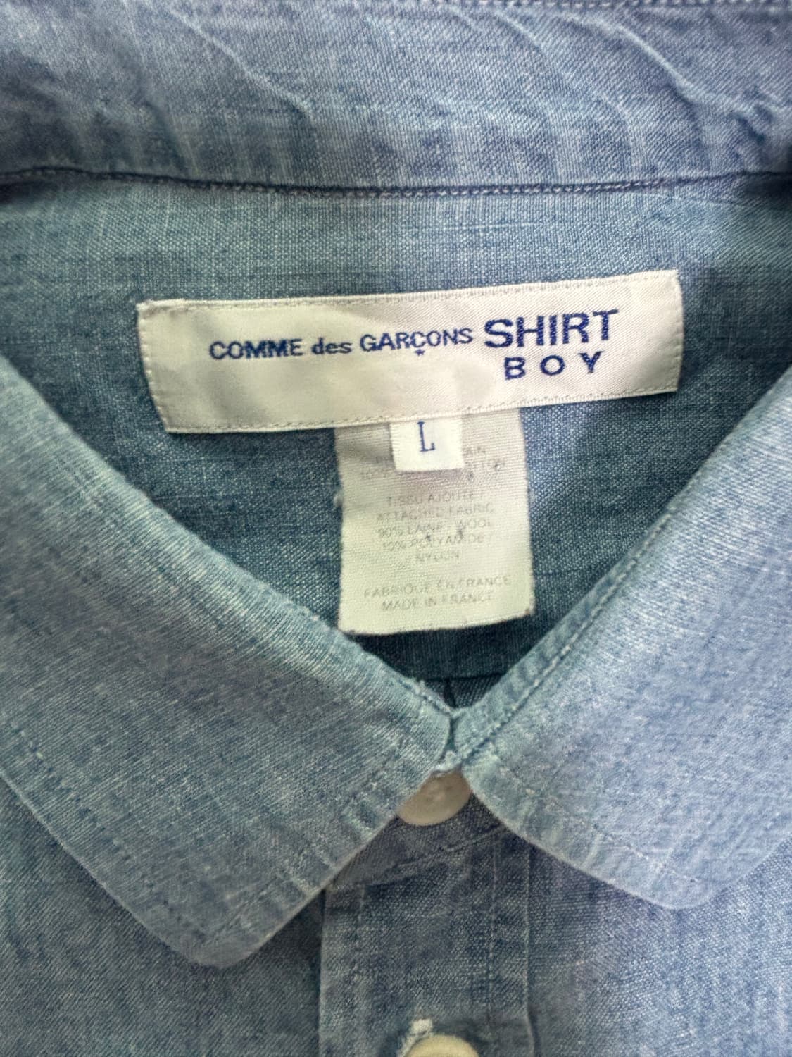 꼼데가르송 셔츠 보이 샴브레이 셔츠 L 상품이미지3