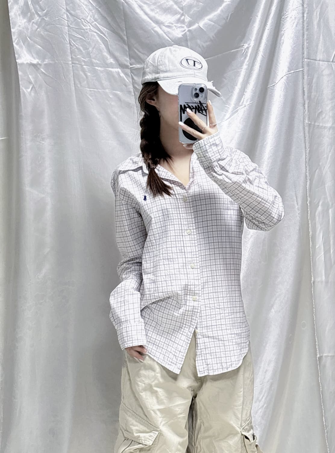 폴로 랄프로렌 핑크체크 네이비포니 셔츠  상품이미지2