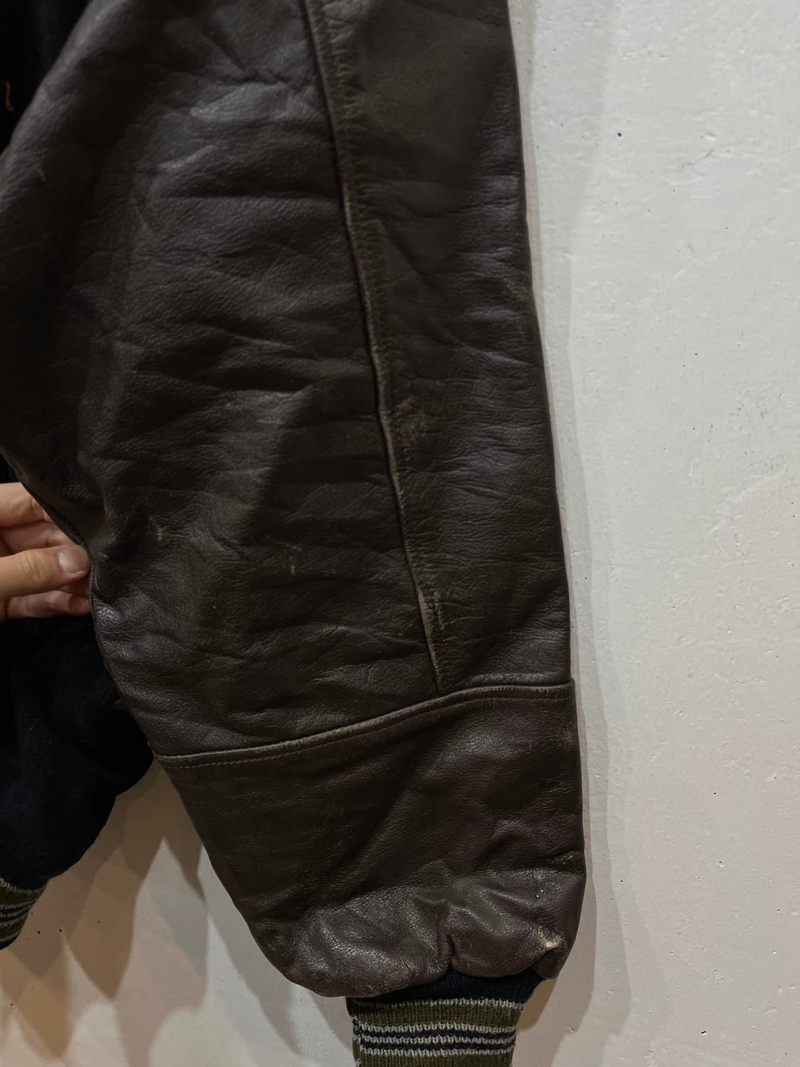 90s Mr.Soro 레더암 바시티 자켓 L 상품이미지8