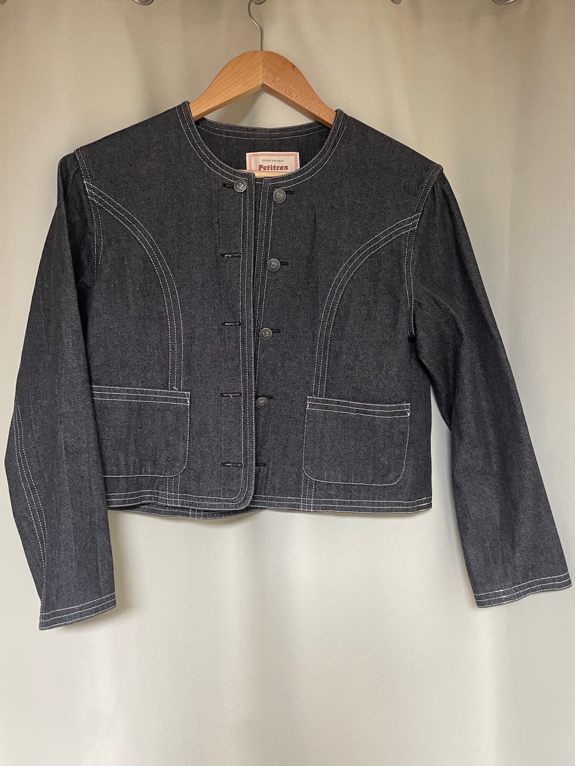 크루빈티지 투버튼 흑청 데님 자켓 상품이미지3