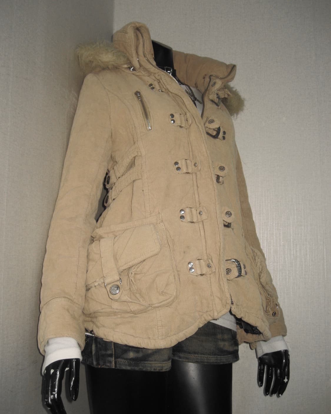 BACKS 코듀로이 하이넥 버클 코트 자켓 y2k 모리걸 상품이미지8