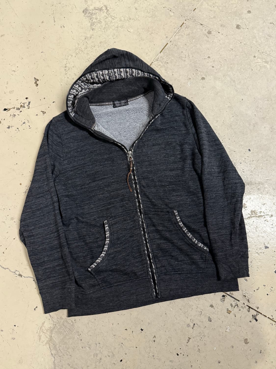 pattern mix detail full hood zip-up 상품이미지4