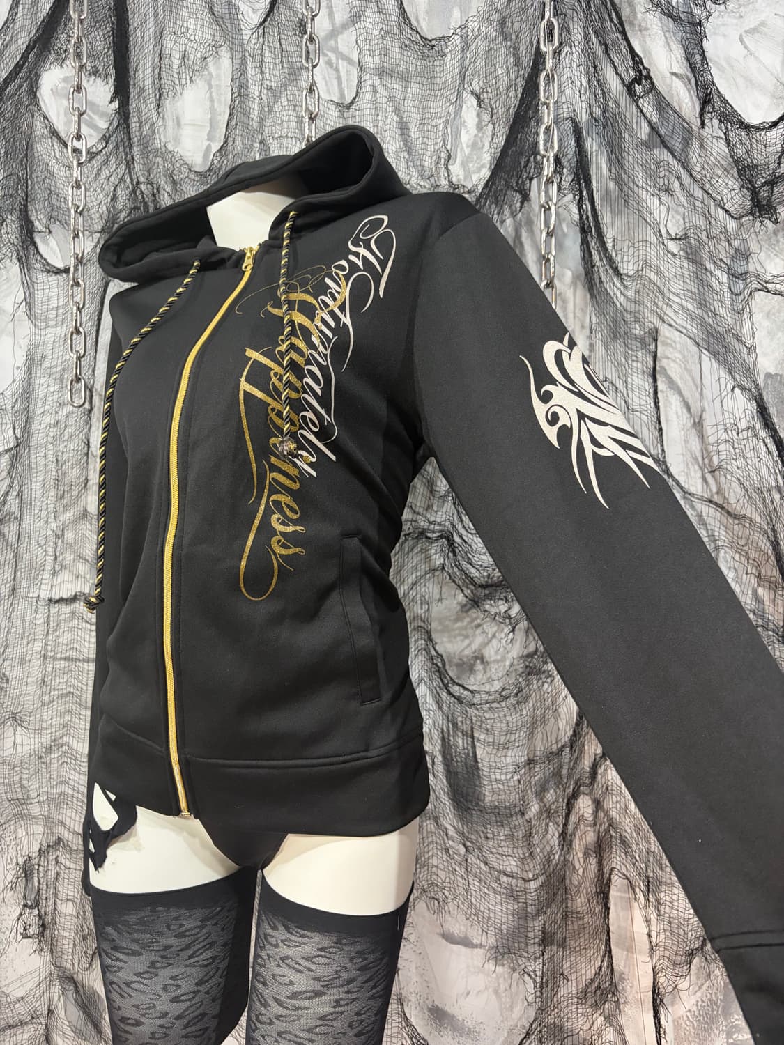 Y2K lettering Glitter hoodie zip up 상품이미지6