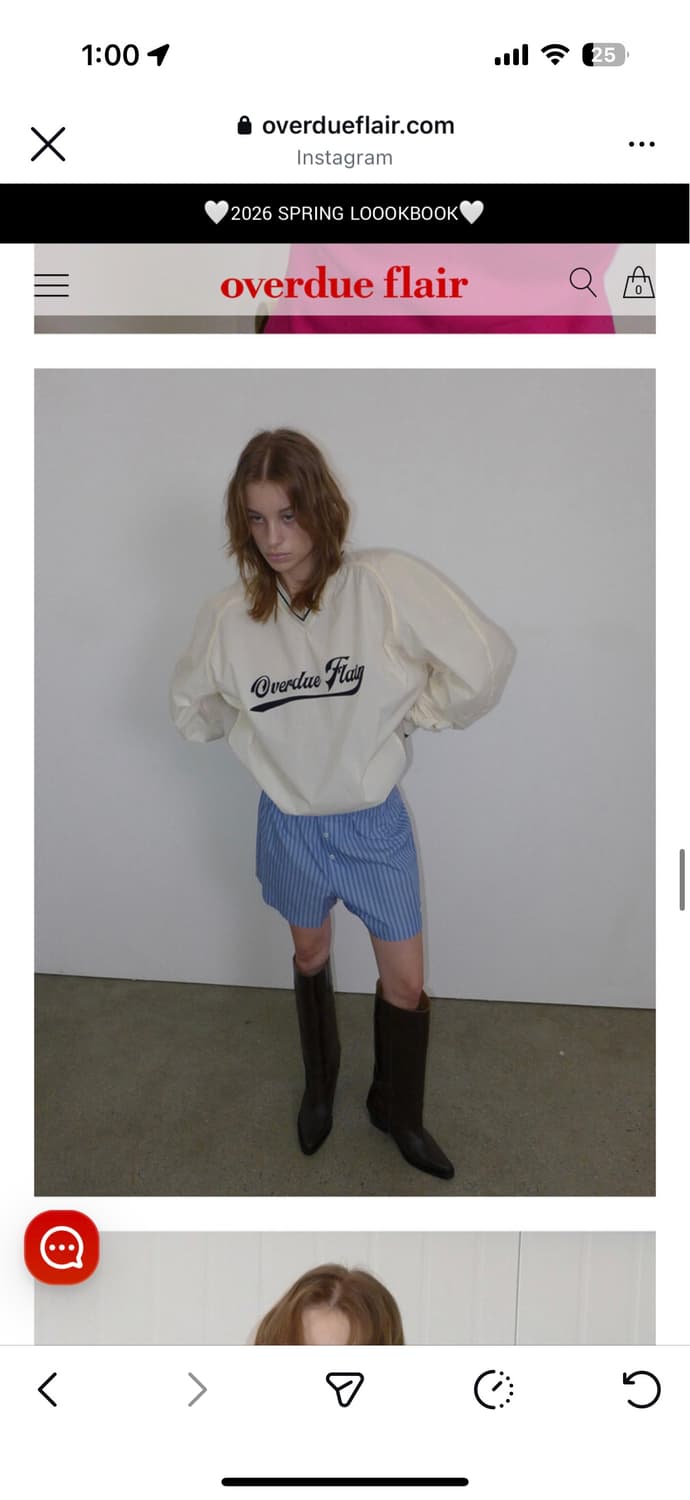 오버듀플레어 레터링 나일론 맨투맨_크림 상품이미지1