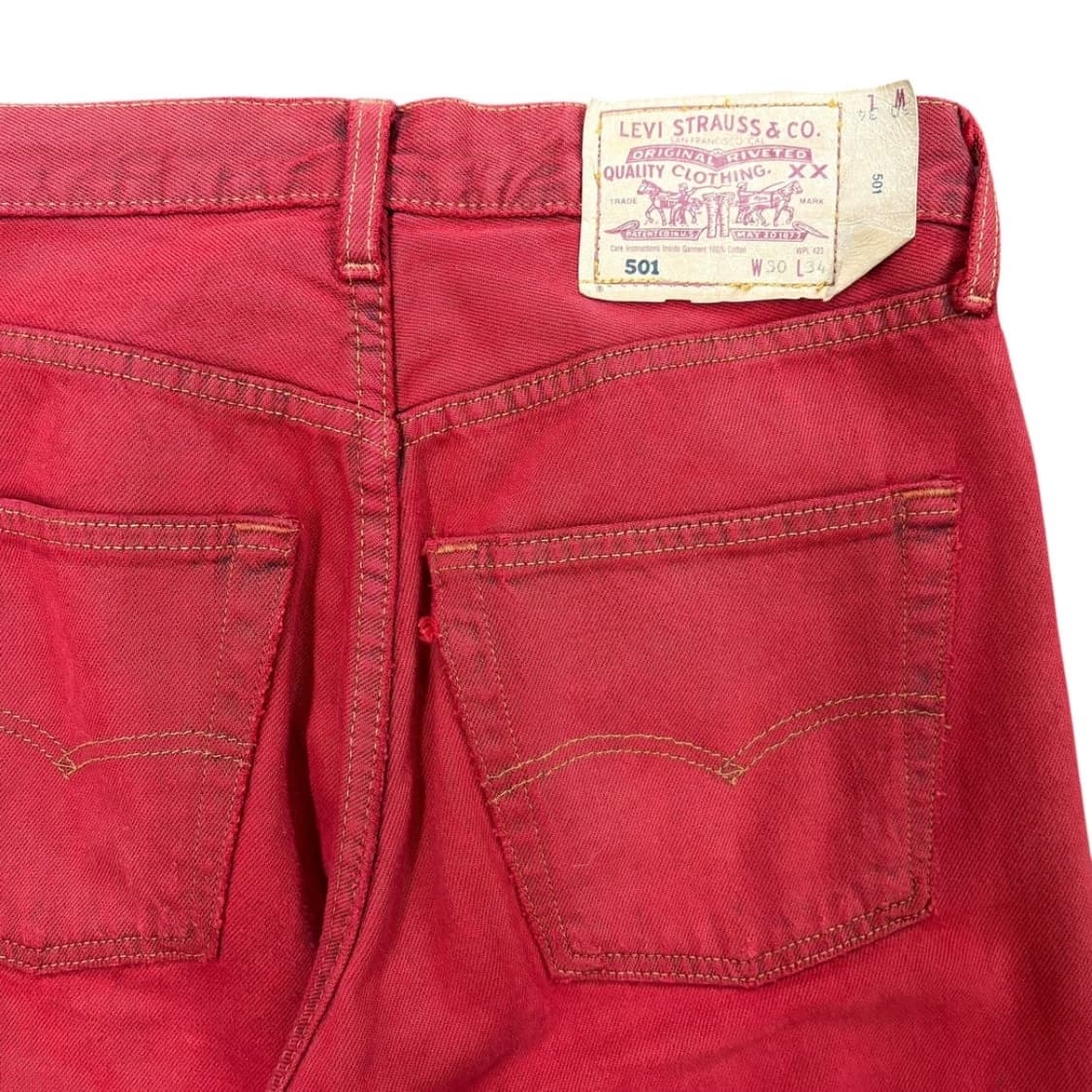 (30) 리바이스 501 레드 데님 팬츠 made in USA 상품이미지2