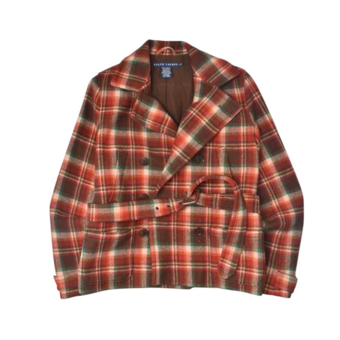 폴로랄프로렌 체크 더블 울 모직 코트 M 상품이미지2