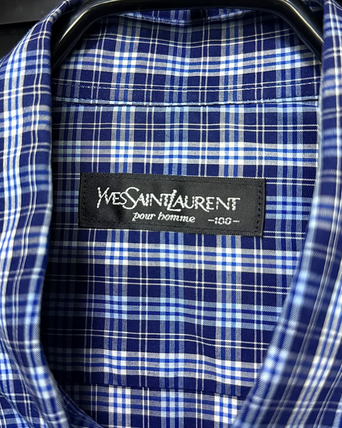 입생로랑 블루 파랑 하늘색 네이비 남색 체크 셔츠 100 L 명품 빈티지 상품이미지7