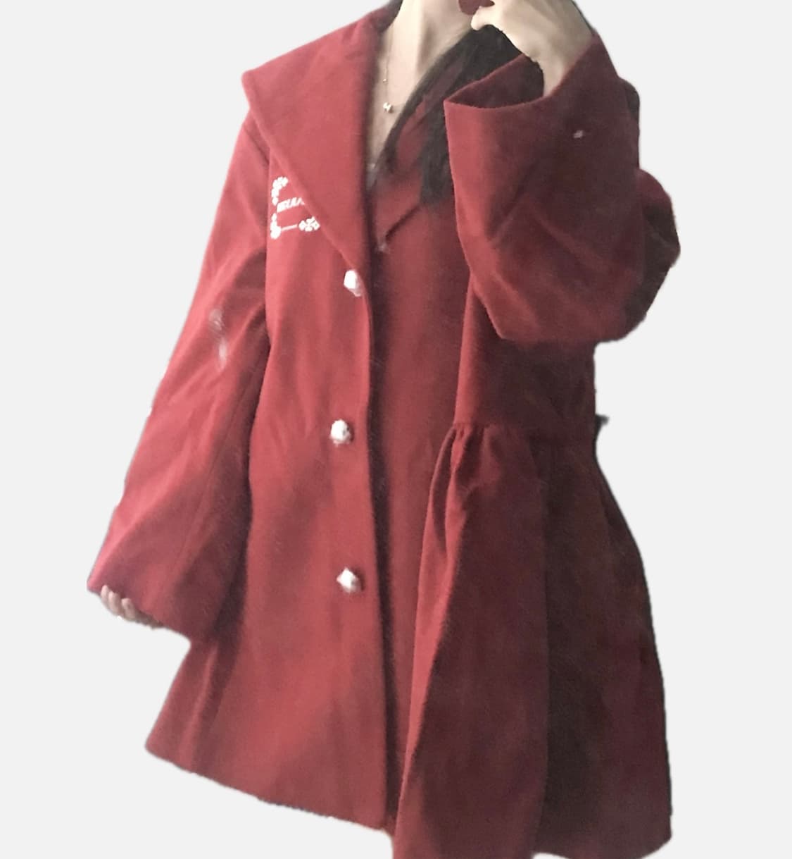 민주킴 세일러 울 코트 레드 색상 상품이미지2