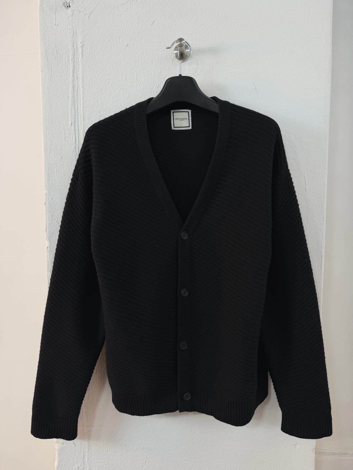 우영미 사선 니트 가디건 상품이미지2