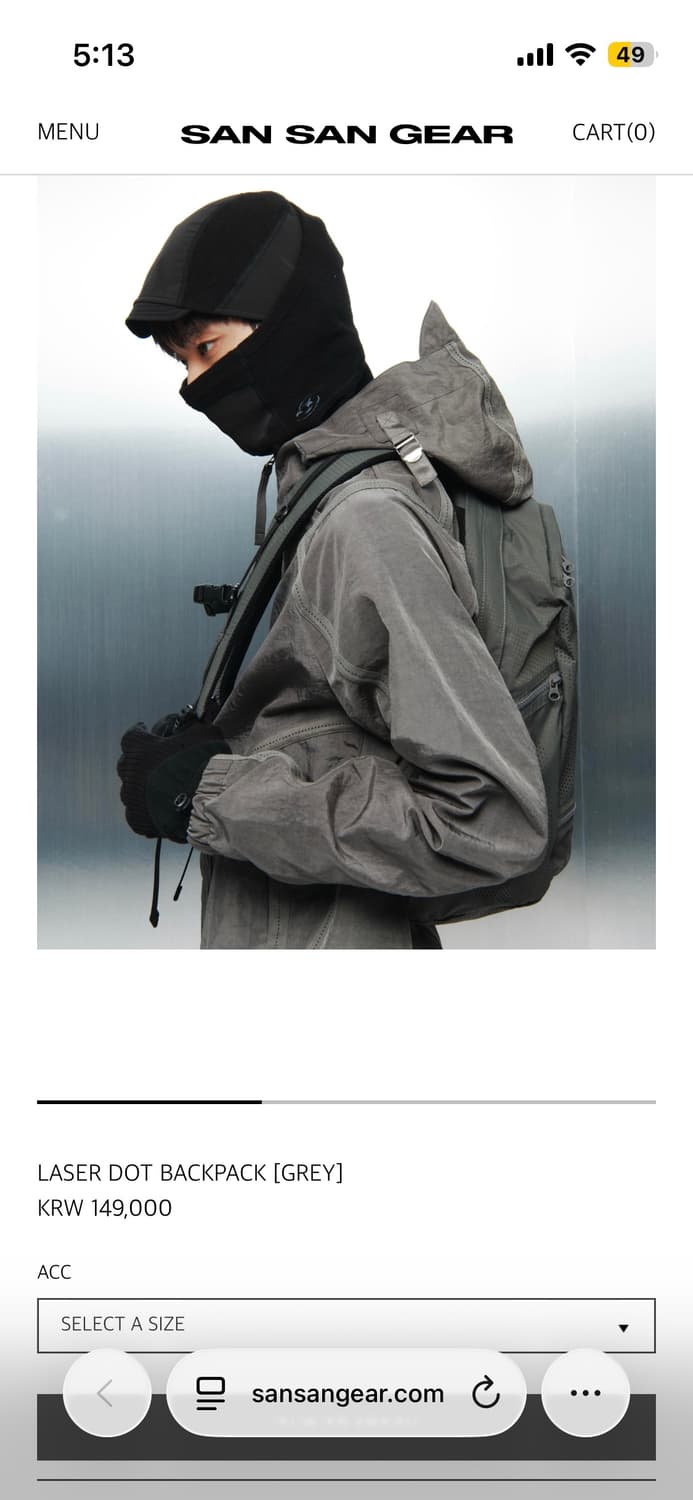 산산기어 레이저 도트 백팩 그레이 상품이미지2