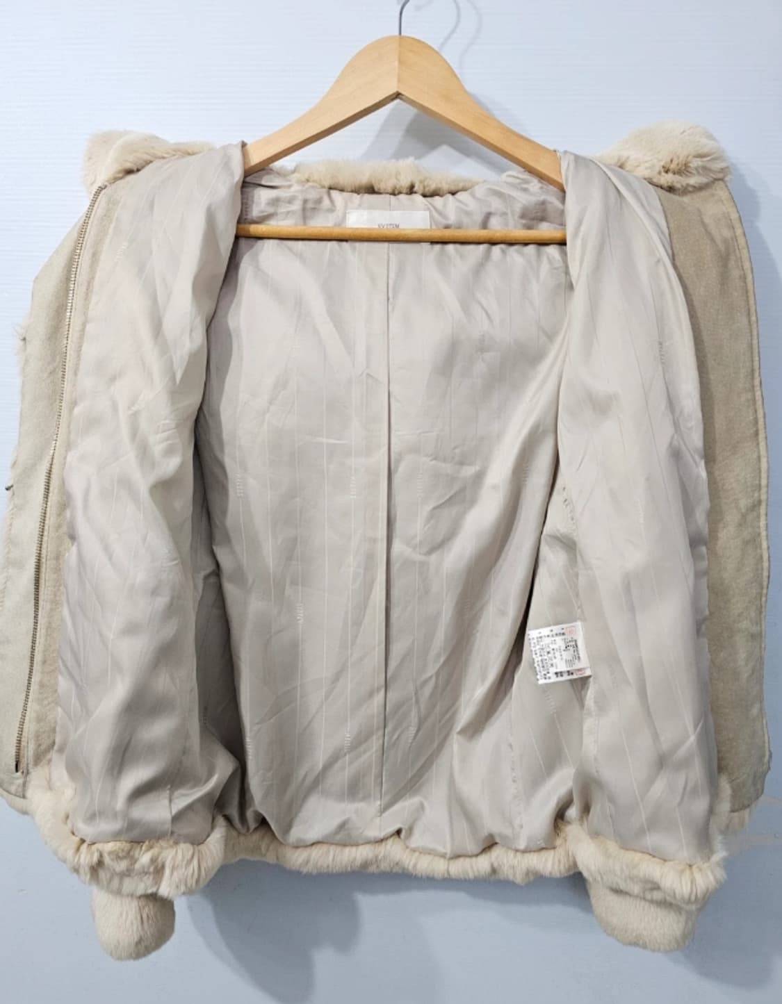 한섬 시스템 SYSTEM 렉스 래빗 후드 퍼 자켓 아이보리 상품이미지5