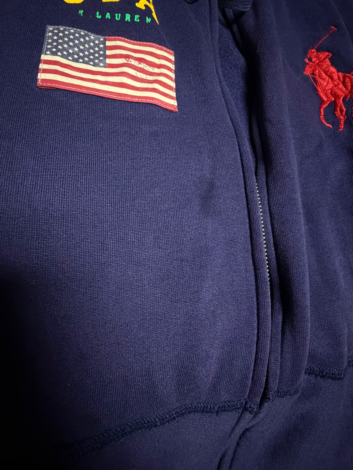 폴로랄프로렌 빅포니 성조기 슬림핏 후드집업 (네이비) 상품이미지2