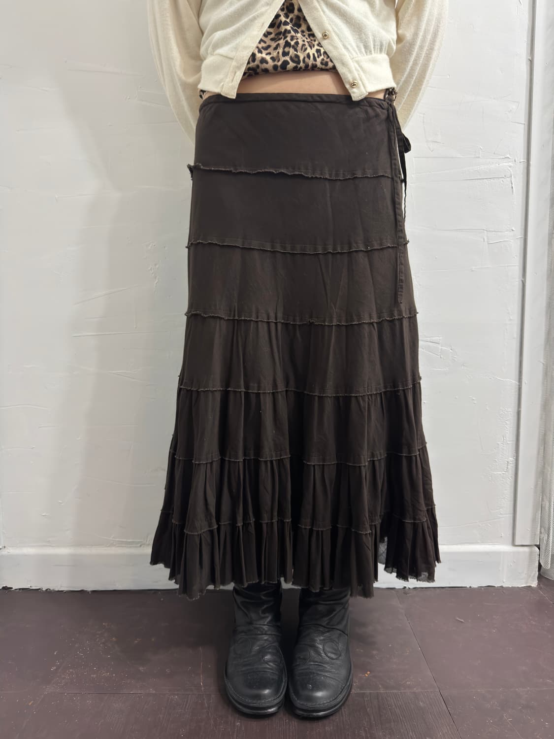 comme ca ism brown design skirt 상품이미지1
