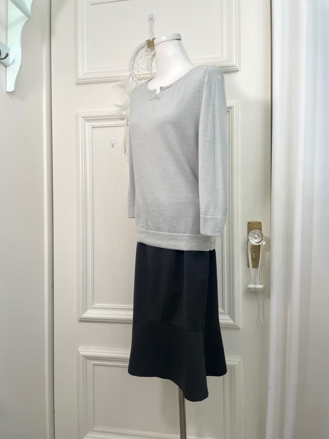 dark charcoal ruffle basic midi skirt 상품이미지7