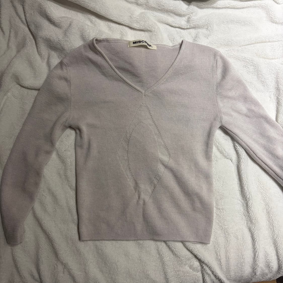 V-NECK 3-QUARTER KNIT TOP - LIGHT PINK G 상품이미지2