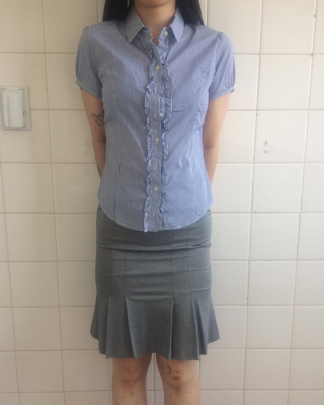 Frill stripe pattern shirt 상품이미지6