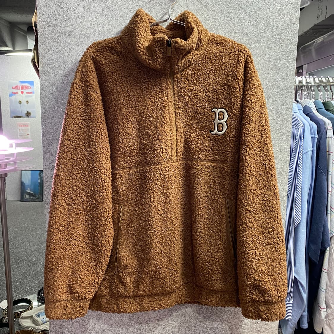 MLB 브라운 플리스 아노락 b3366 상품이미지2