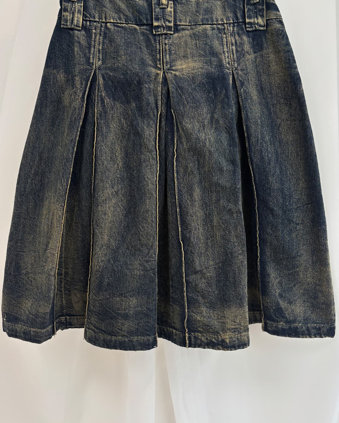 니아 빈티지 중청 벌룬 터크 미디 스커트 상품이미지6