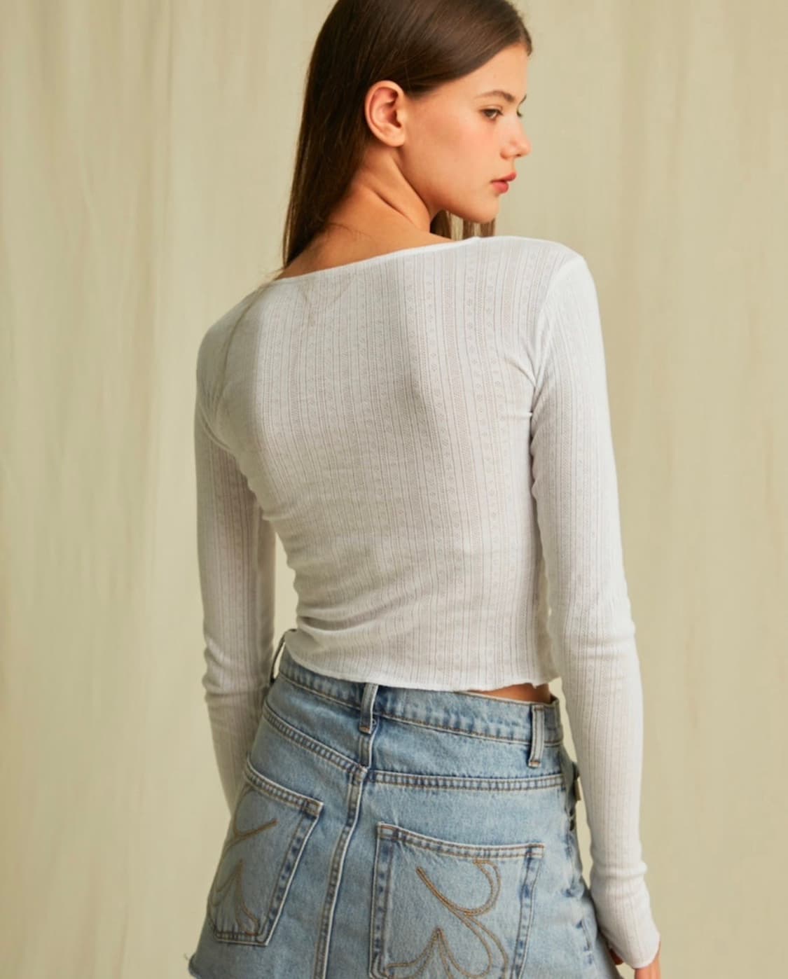 글로니 91 미드라이즈 데님 스커트 중청 상품이미지5