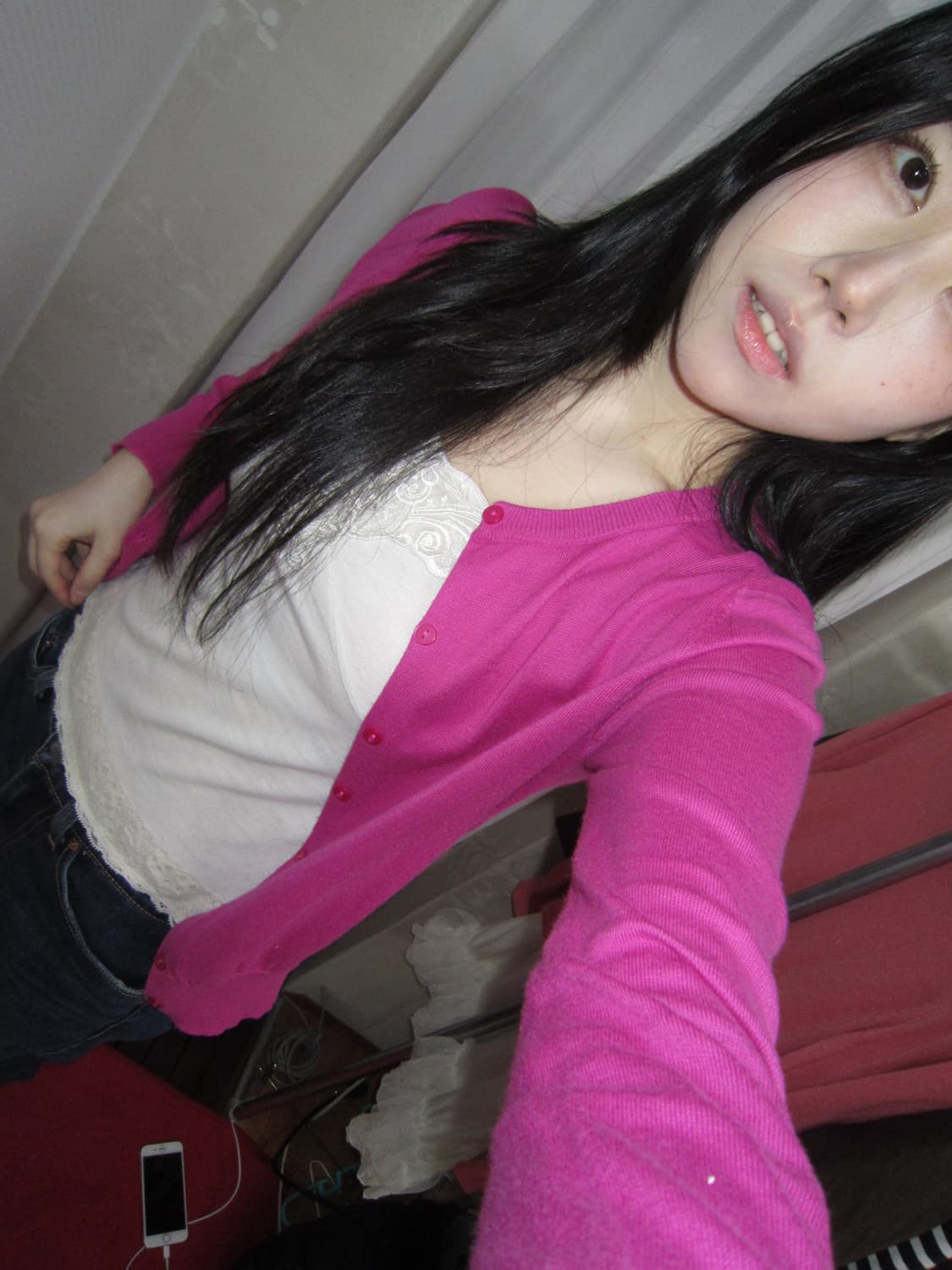 vintage magenta pink cardigan y2k 상품이미지3