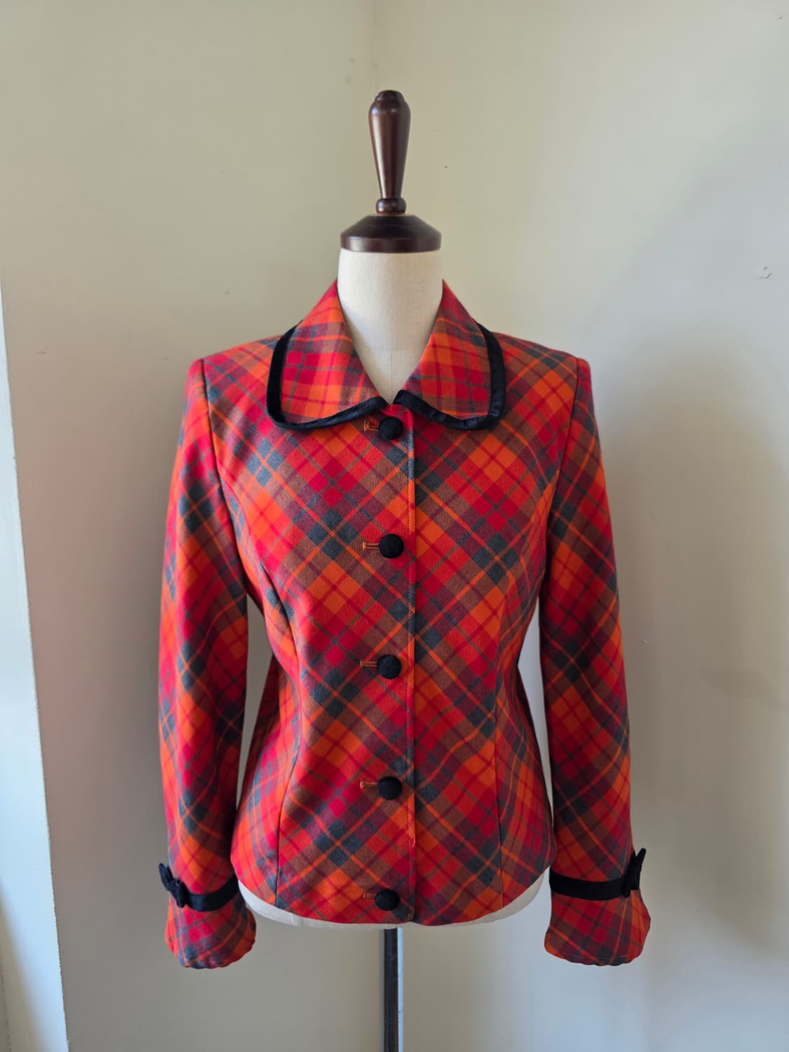 레드 오렌지 체크 패턴 자켓 상품이미지1