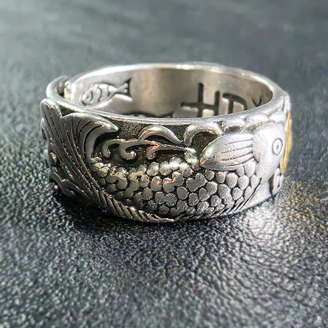 Koi 백동 남자 엔틱 빈티지 명품 재물운 금전운 잉어 반지 상품이미지2