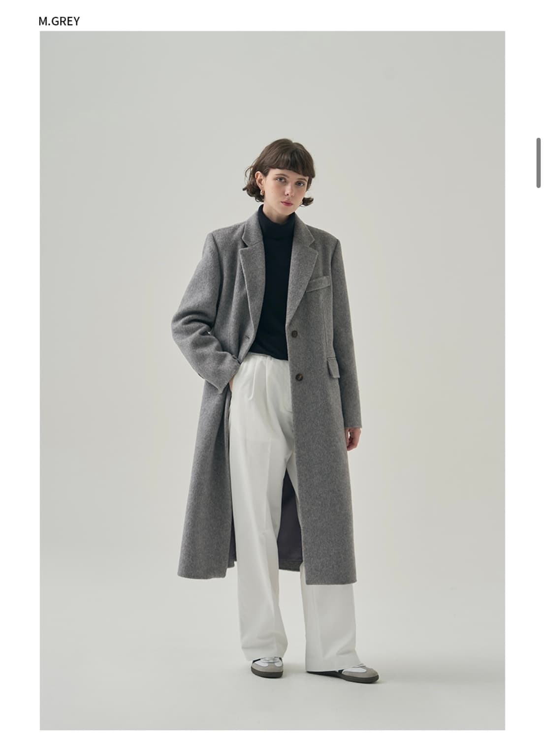 (S) 드로우핏 우먼 래빗 앙고라 울 핸드메이드 싱글 롱 코트 GREY 상품이미지4