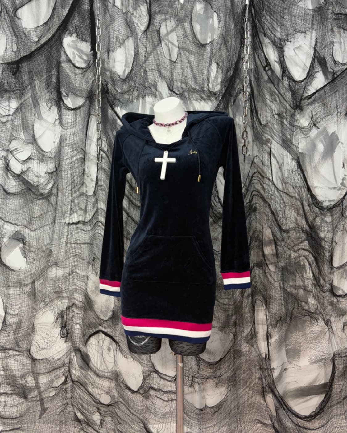 Y2K Velvet slim pit mini one piece 상품이미지2