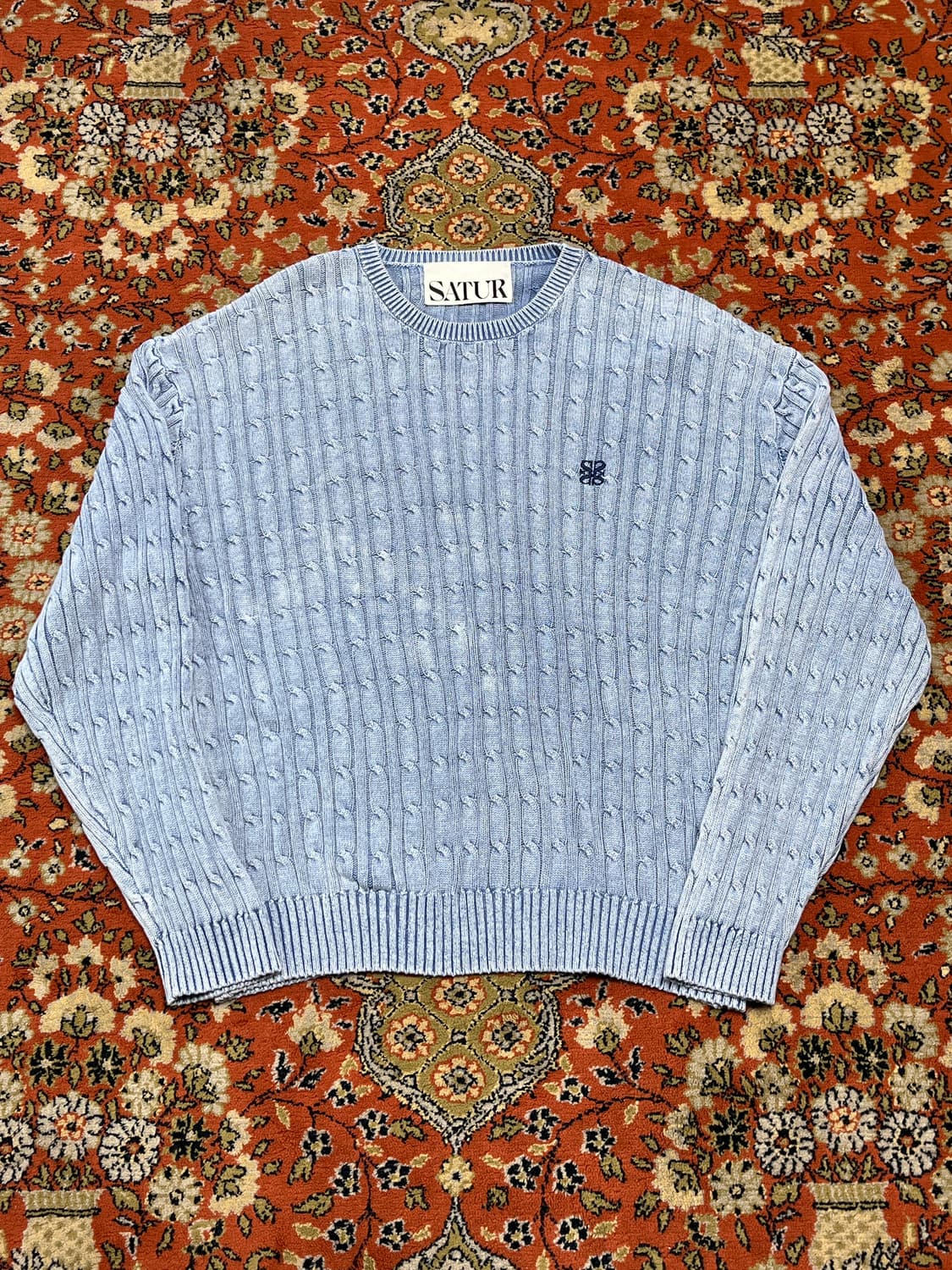 [XL] 세터 루즈핏 클래식 다이드 케이블 니트 블루 상품이미지1