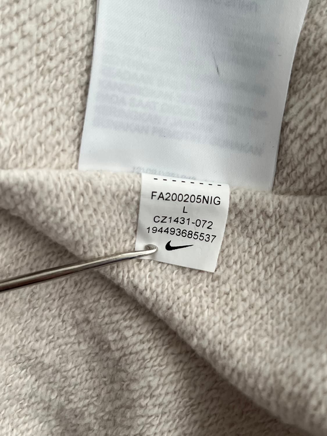 L) 나이키 스우시 반반 맨투맨 집업 NSW 플리스 크루탑 상품이미지5