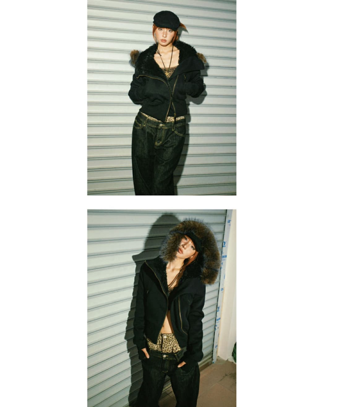 YOUNG STAGE 퍼 슬랜티드 후드 스웨트셔츠 집업 상품이미지5