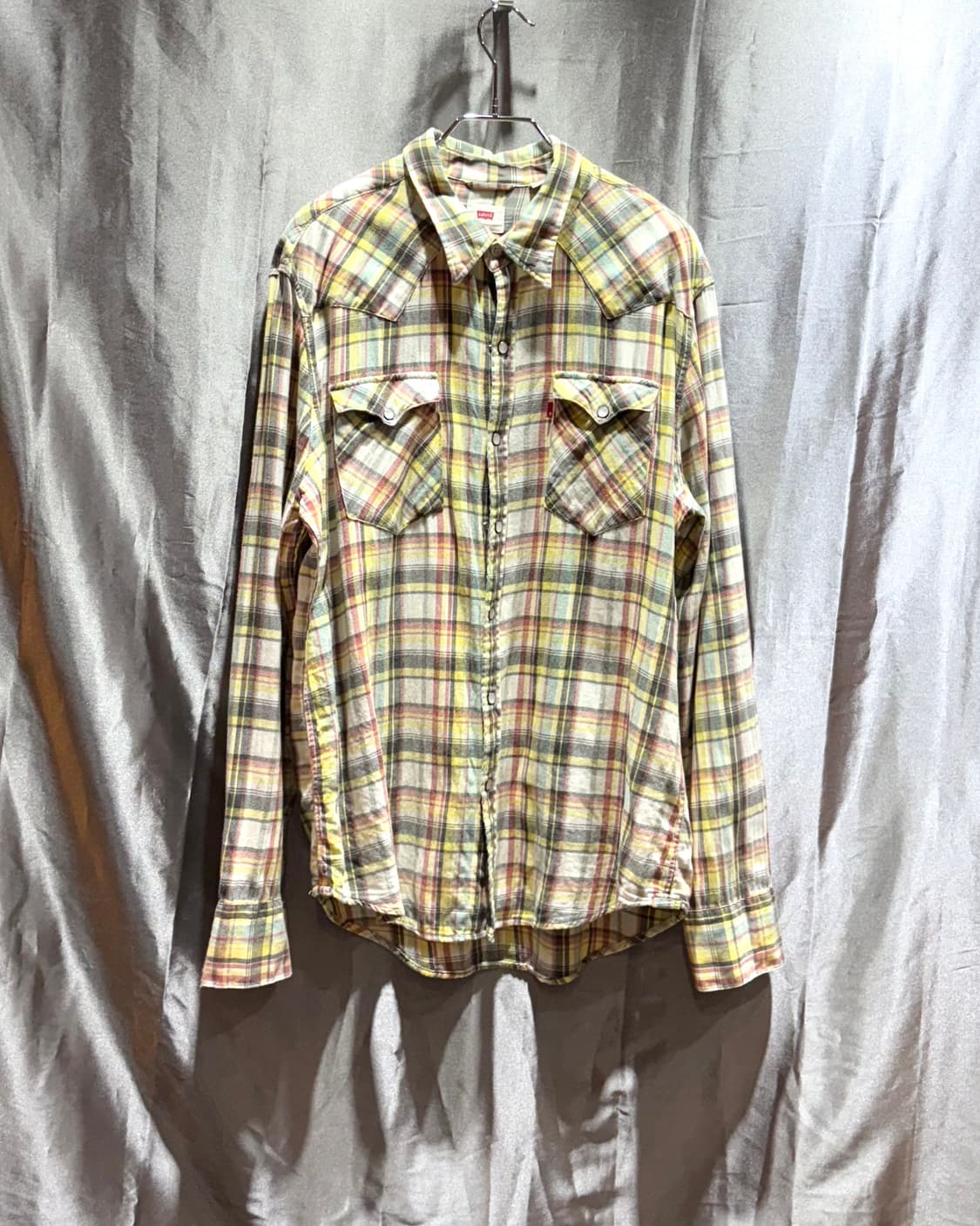 L 리바이스 웨스턴 투포켓 옐로우 체크셔츠 상품이미지2