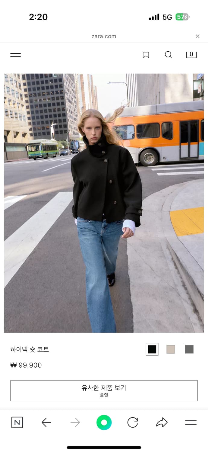 [XS] 택달린새상품 자라 하이넥 하프코트 상품이미지4