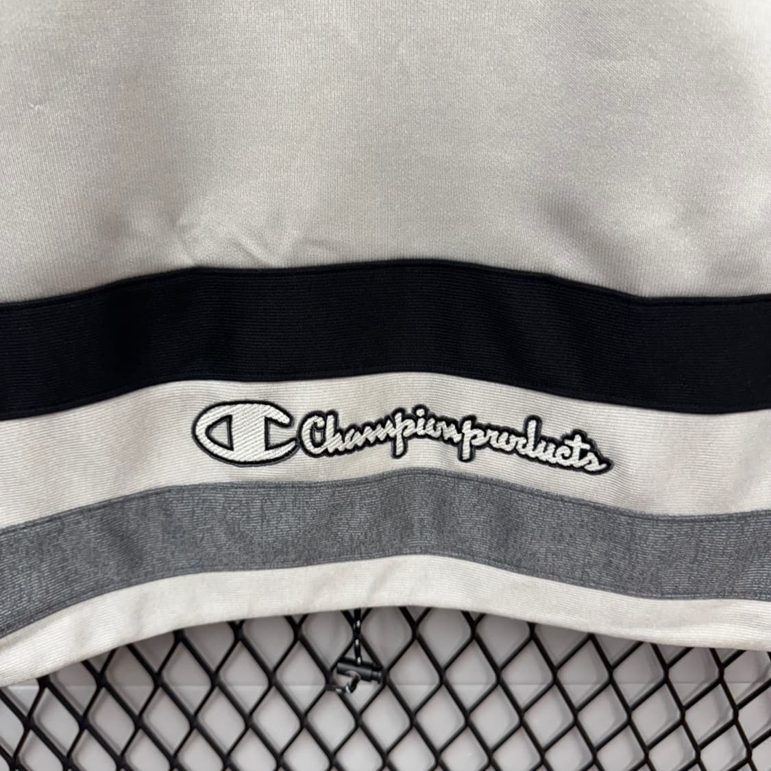 챔피온 어센틱 후드 집업 레터링 포인트 화이트 블랙 배색 상품이미지7