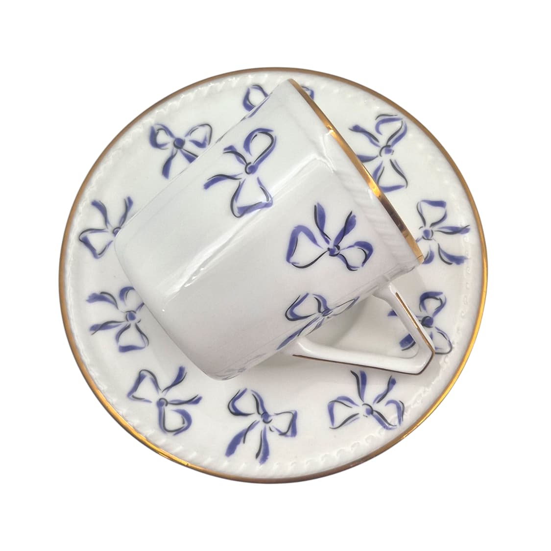 90s 입생로랑 블루 리본 찻잔&접시 1세트 상품이미지4