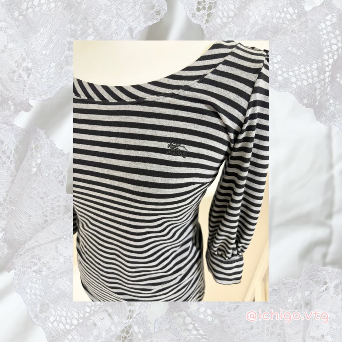 버버리 블루라벨 burberry blue label 스트라이프 챠콜 탑 상품이미지2