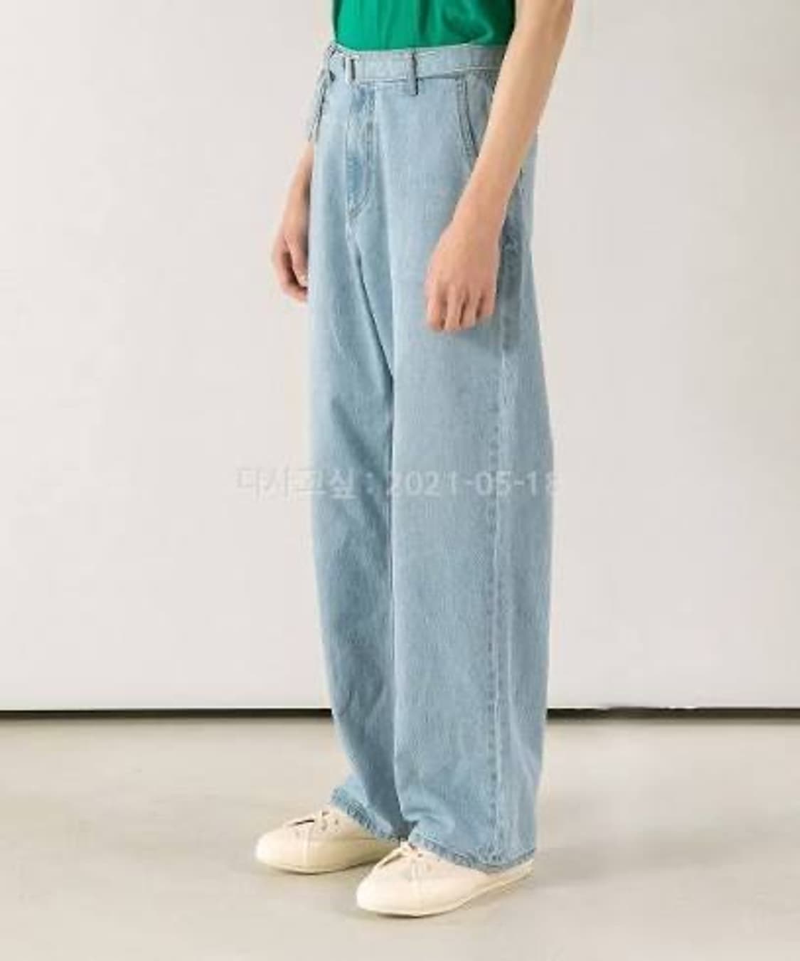 노운 벨티드 데님팬츠 라이트블루 0사이즈 상품이미지1