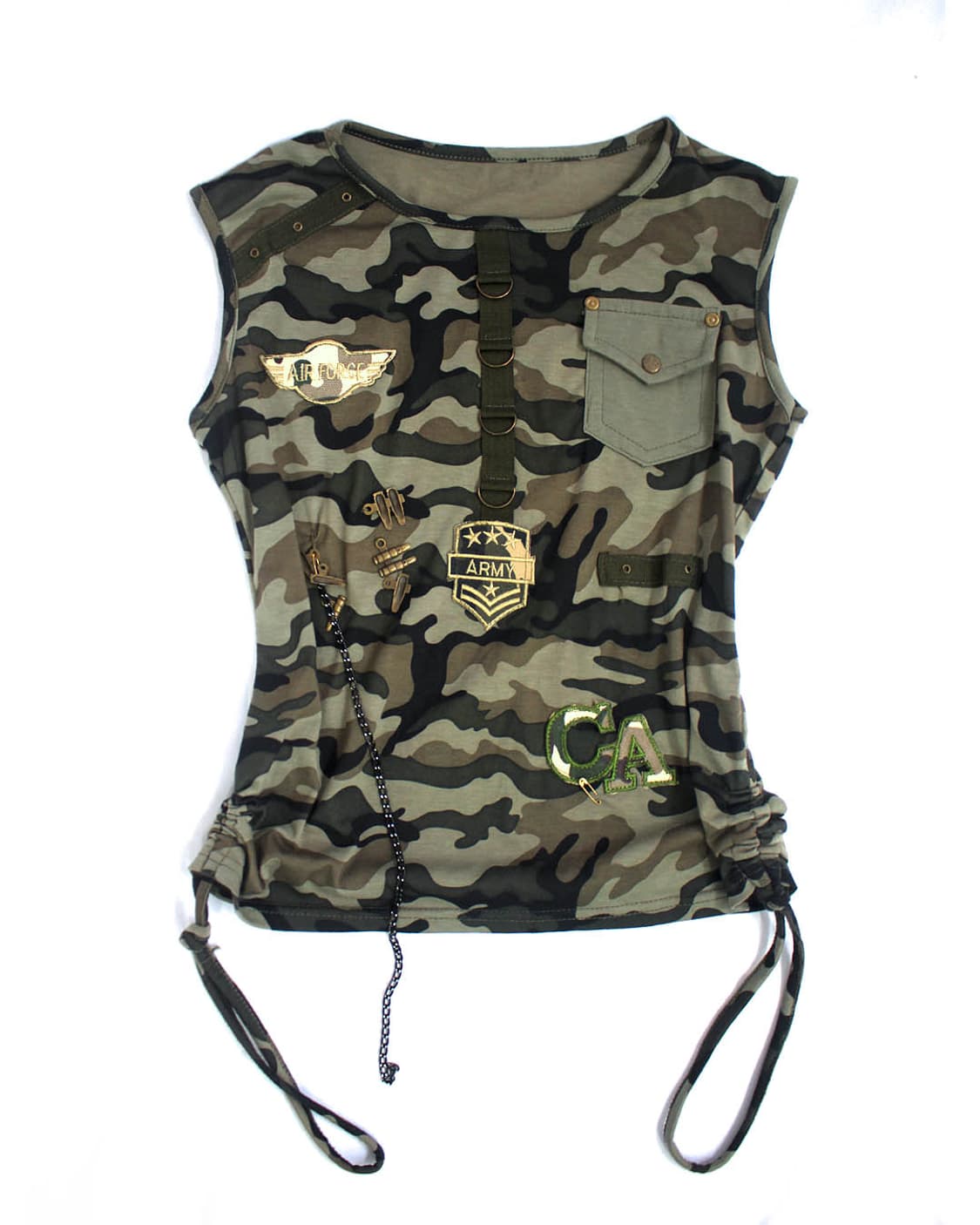ARMY military bullet charms shirring top 상품이미지1