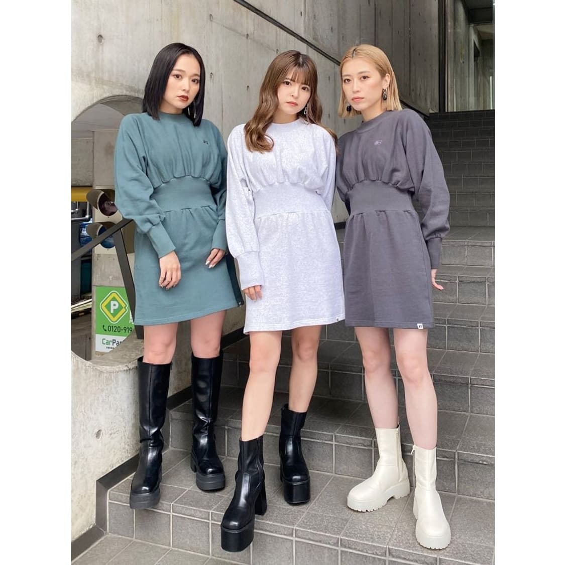 러셀애슬레틱x무루아 맨투맨 원피스 코튼 벌룬 원피스 상품이미지1