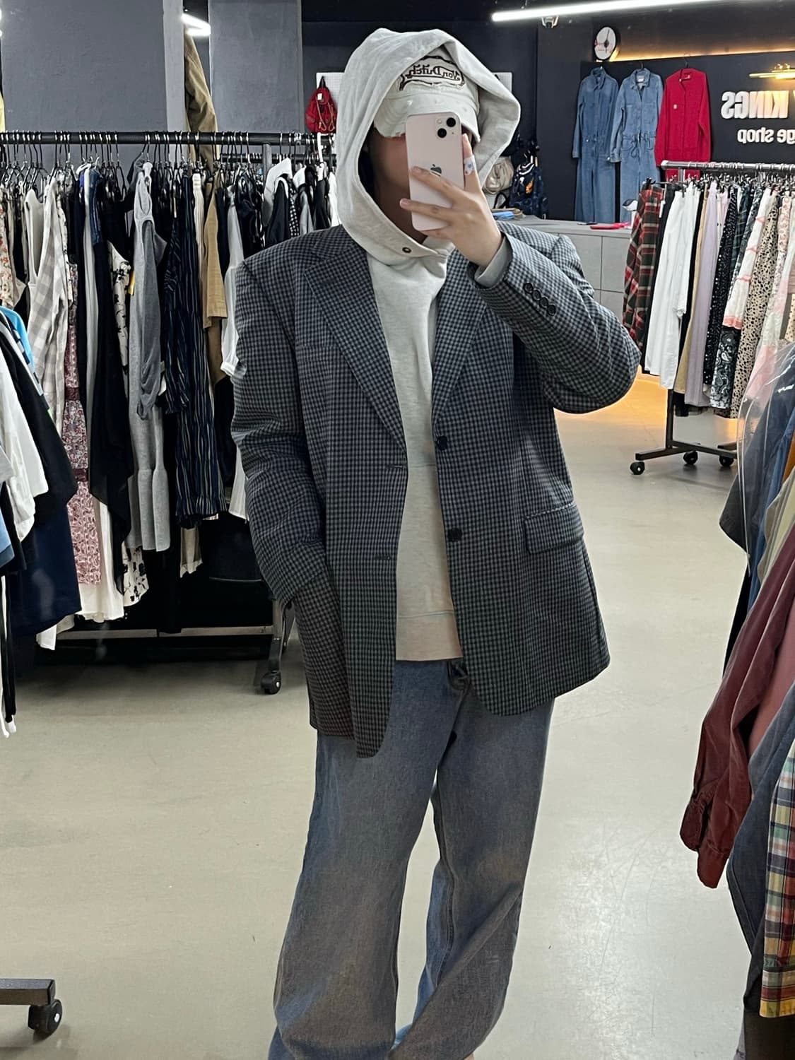 리 패치 후드티 지방시 체크 블레이져 코디 상품이미지1