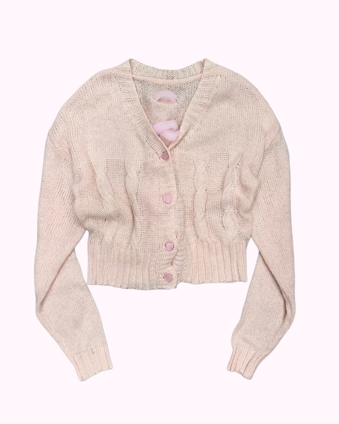 pink lace-up crop cardigan 상품이미지2